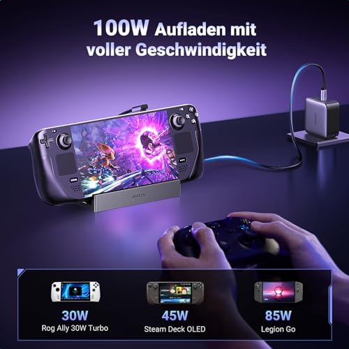 UGREEN Steam Deck Dock 9-in-1 Dockingstation 4K@60Hz HDMI 10Gbps USB Ports Verstellbarer Ständer Kompatibel mit Steam Deck OLED, ASUS ROG Ally X, Legion Go, MSI Claw, iPad Air/Pro, MacBook Pro M4 usw.