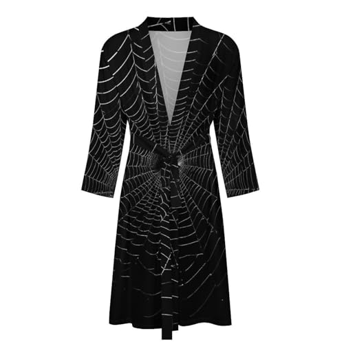Spider Web Printed Mens Bath Robe Lightweight Soft Bathrobe Knee Length Spa Sleepwear4