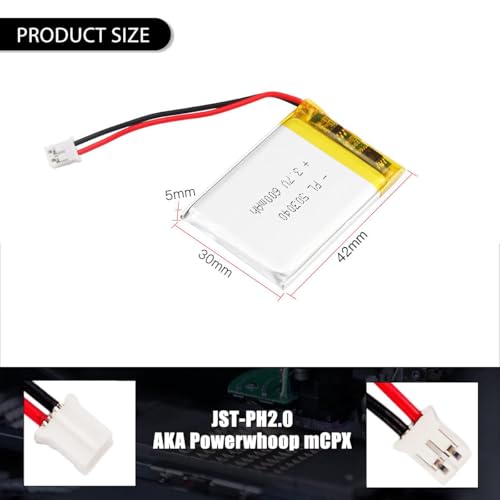 3.7V Lipo battery, 3.7V 600mAh 503040 Lithium Polymer Ion with 2P-PH connection with 2.0 mm pitch - Image 3