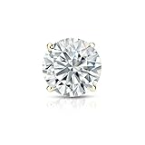 Diamond Men SINGLE STUD Earring in 14k Yellow Gold 4-Prong Basket (1/8ct,H-I,I2-I3) by Diamond Wish
