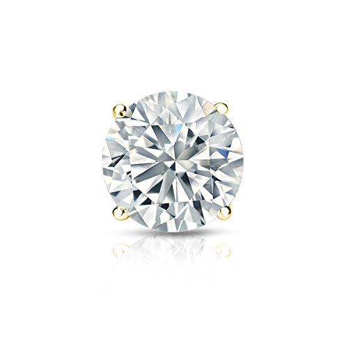 1/8 to 1 Carat Diamond Round Single Stud Earring in 14k White or Yellow Gold (H-I, I1-I2, cttw) 4-Prong Basket with Screw Back by Diamond Wish