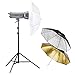Produktbild Walimex Pro VC Excellence Studioset Start 400 L (inkl. 400Ws Blitzgerät, Schirm und Lampenstativ) gold, schwarz/silber, weiß