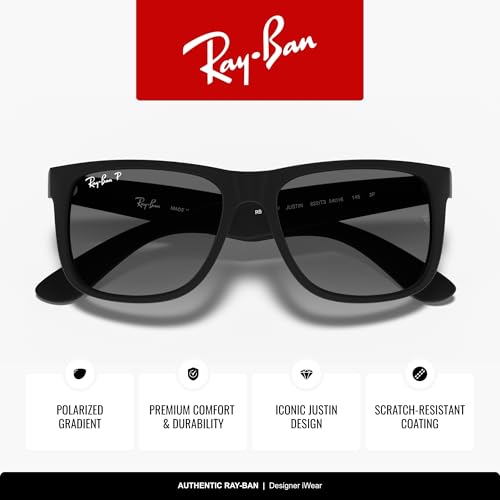 Image of Ray-Ban RB4165F Justin Classic Square Sunglasses for Men