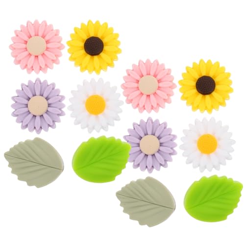 VILLCASE 12pcs Colorful Flower Leaf Knitting Needle Stoppers Silicone Needle Point Protectors Small Knitting Tip Needle End Caps for Knitting Gadgets Accessories