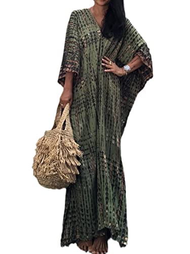 Image of Kaftan Dresses for Women Plus Size Summer Beach Dress with Print and Swim Cover Ups