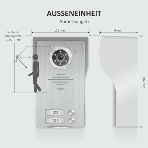 ELRO DV4000IP-2 WiFi-IP-Video-Türsprechanlage │ 2 Wohnungen │ 1080P Full-HD-Kamera mit Nachtsicht │ 4-adriges Kabel │ 16 Klingeltöne