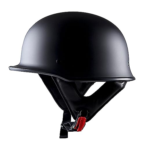 1Storm Novelty Motorcycle Half Face Helmet Open German Style DOT Approved: HKY602 Matt Black