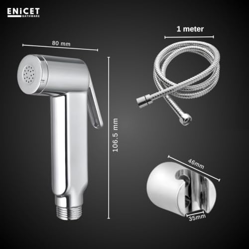 Image of ENICET ABS Health Faucet Gun for Toilet, Chrome Finish, HELFO Set Gun | Without Hose, Splash Free Design, Smooth Lever, Jet Spray