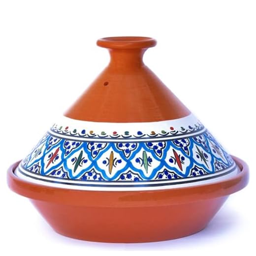 Kamsah Hand Made and Hand Painted Tagine Pot | Moroccan Ceramic Pots For Cooking and Stew Casserole Slow Cooker (Medium, Turquoise)