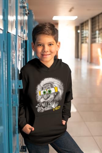 Sweat à capuche E=MC2 enfant 12 ans noir imprimé Albert Einstein