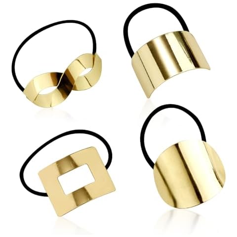 4pcs Gold Metal Hair Tie Cuffs Cover