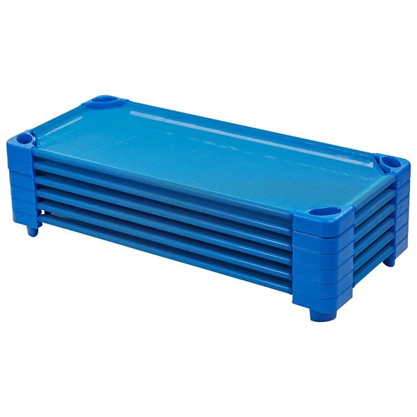 Infanity - Pack de 6 Cunas Apilables para Guardería Azules – Cuna Apilable para Guardería 132cm x 58cm x 15cm