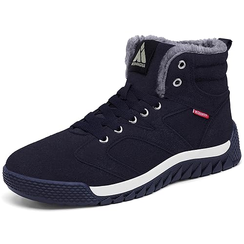 Mishansha Hombre Botas de Invierno Impermeable Zapatos de Nieve para Masculino Cálidas Forrados de Piel Botines de Nieve Antideslizante Winter Boots, Azul 48