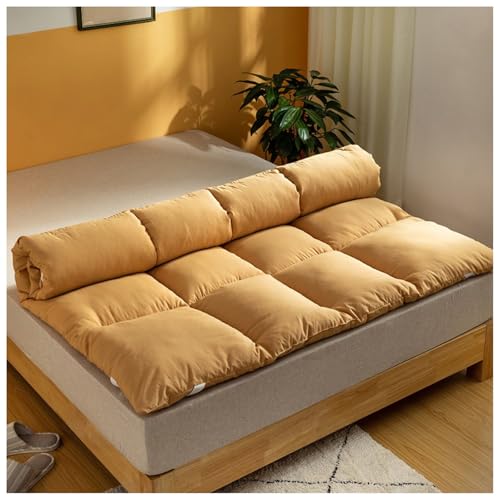 Genérico Colchón de Suelo japonés, colchón de futón, tapete de Tatami, Cama de Suelo, Almohadilla for Dormir Plegable Enrollable for Dormitorio, Dormitorio o habitación de Invitados(Yellow,180x200cm)
