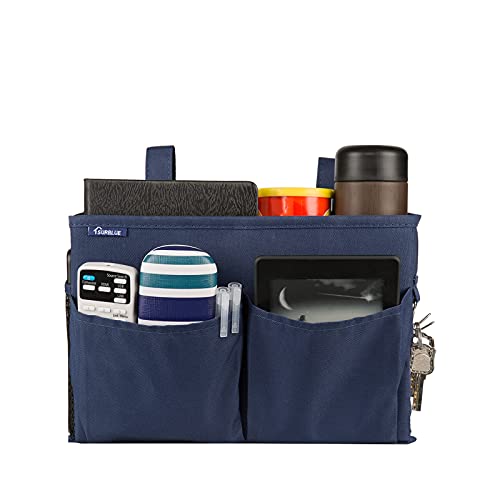 Image of Surblue Bedside Caddy Storage Hanging Organizer for Bunk and Hospital Dorm Rooms Beds Rails Blue