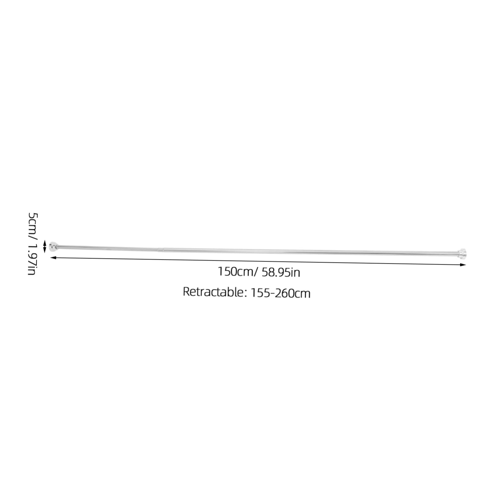 Tringle à Rideau de Bain Télescopique Réglable en Acier Inoxydable | Perçage, Longueur 155 à 260cm, Argenté, pour Bain et Rangement Domestique