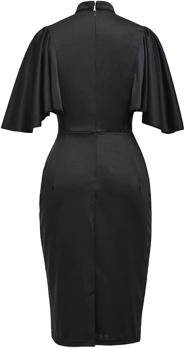 BPURB Catholic Church Women Ruffle Sleeve Pencil Dress Elegant Priest Clergy Dresses with Tab Insert Collar - Image 3