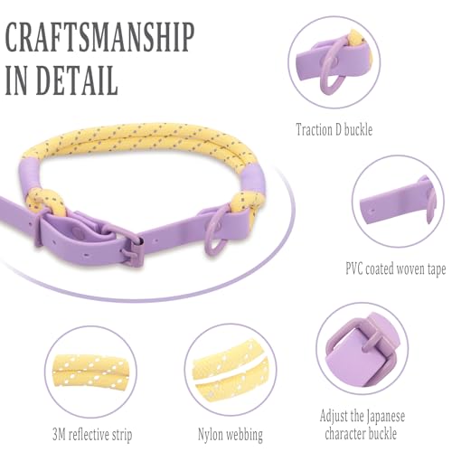 Beowanzk Hundehalsband, reflektierendes Hundehalsband, Supreme mit weichem & starkem Nylon, Hundehalsbänder für kleine, mittelgroße Hunde (Lila-Gelb, M)