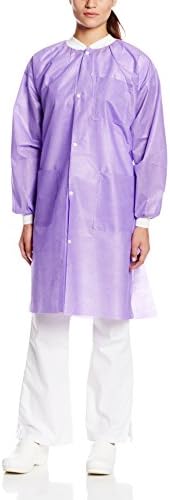 ValuMax Easy Breathe Cool and Strong, No-Wrinkle, Professional Disposable SMS Knee Length Lab Coat, Purple, Pack of 10