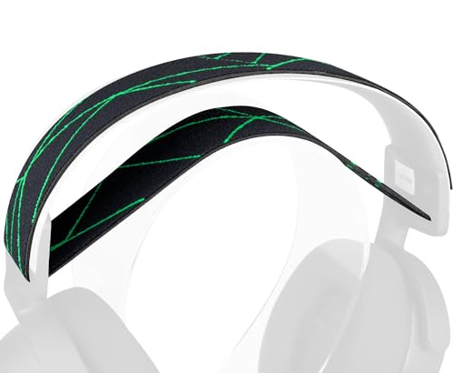 Image of SOULWIT Flexible Fabric Replacement Headband for SteelSeries Arctis 7 /7+ /7X /7P /7P+ /9 /9X /Pro /Prime Gaming Headset, Headphones Replacement Band, Headstrap Head Cushion Pad Repair Part - Green Line