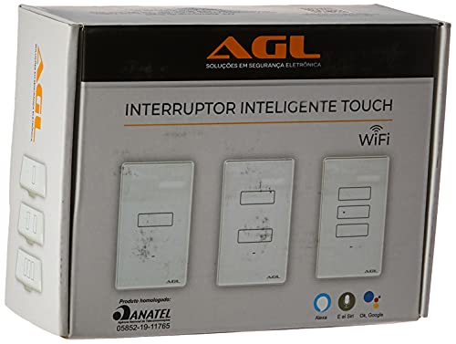 Interruptor Inteligente WiFi AGL, 02 teclas Touch, Preto - Compatível com Alexa