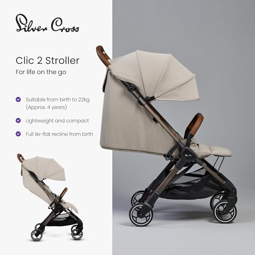 Silver Cross - Clic 2 Compact Stroller & Travel Bag - Travel Stroller For Life On The Go - Foldable & Lightweight - Suitable From Birth To 4 years - Latte - Image 3
