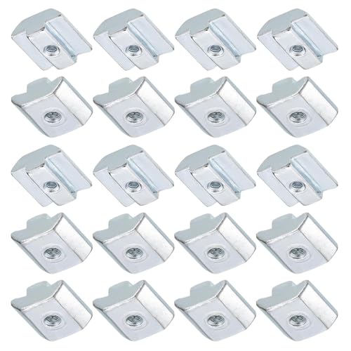 20pcs M8 Nickel Plated Carbon Steel T Slot Bolts, Hammer Head Fastener, Sliding T Nuts for T-Slot Aluminum Extrusion Profile Carbon Steel T Slot Nut (M8)