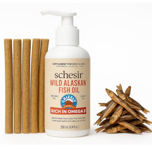 ANIMALUJOS - Pack Suplemento de Pescado Natural para Perros y Gatos – Aceite Schesir 250ml + 5 Palitos Snack + 200g Arenques – Rico en Omega 3 y 6, Salud Piel y Pelo