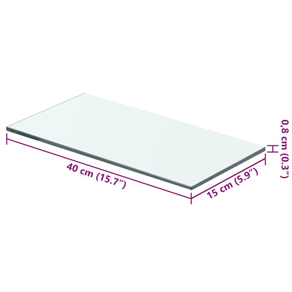 Regalböden 2 STK. Glas Transparent 40x15 cm - 8mm Hartglas Glasregal für Lamellenwand - Stabiles Wandboard für Ladenbau Warenpräsentation und Wohnbereich Deko - Belastbar bis 15kg