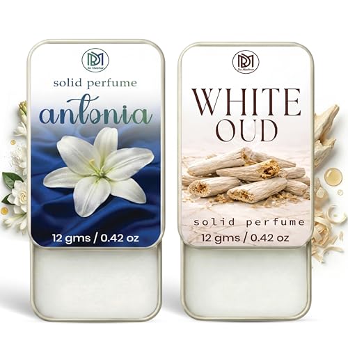 Image of Dr.Mashur Solid Perfume |Antonia&White Oud Alcohol Free Wax Perfume Balm, Long Lasting | Pocket Tin 12g, Pack Of 2| Non Greasy Smooth Glide, Travel Friendly Men And Women