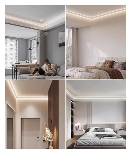 Profile alu pour ruban LED avec diffuseur de canal et moulure de corniche - 2