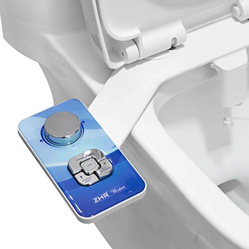 Naisicore Bidet Attachment, Non Electric Cold Water Bidet Toilet Seat Attachment with Button Controls, Retractable Self Cleaning Dual Nozzles for Frontal Rear Clear Feminine Wash 2Pcs