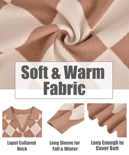 Image of CARCOS Plus Size Sweaters for Women Long Sleeve Pullover Sweaters Lapel Collared Vneck Knit Jumper Tops Fall Winter XL-5XL