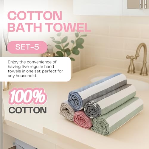 Image of Premium Hand Towels | 180 GSM Cotton Hand Towels | Hand Towel Set of 5 | Hand Towel for Gym | Soft Towels | Size 16W x 25L (Multicolor, Pack of 5)