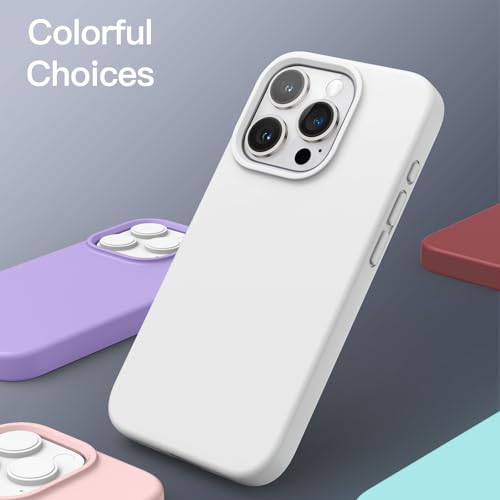 Image of JETech Silicone Cover Case for iPhone 15 Pro 6.1-Inch, Silky-Soft Touch Full-Body Protective Phone Case, Shockproof Cover (White)