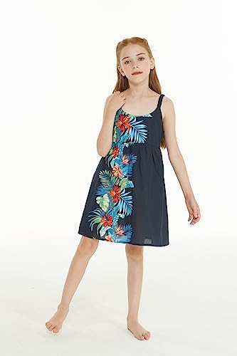 Image of Matchable Family Hawaiian Luau Men Women Girl Boy Clothes in Orchid Paradise Navy