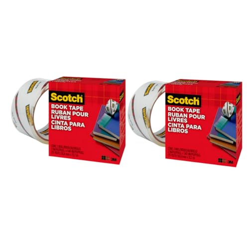 Scotch Book Tape, 2 in x 540 in, Excellent for Repairing, Reinforcing Protecting, and Covering (845) - (2-Pack)