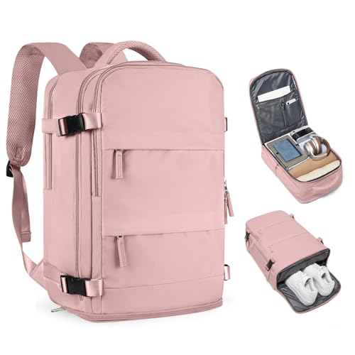 Image of coofay Personal Item Travel Backpack for Women Airline Approved Carry on Backpack Flight Approved Waterproof Sports Luggage Backpack Casual Daypack Small Hiking Backpack Pink Backpack
