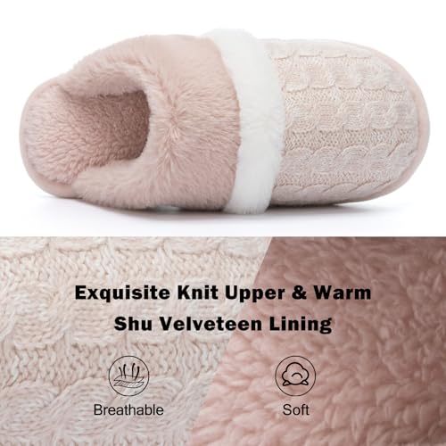 Image of GOEWY Cozy Slippers for Women Indoor and Outdoor Fuzzy House Shoes with Memory Foam Anti-Skid Sole Gifts for Women Mom Ladies