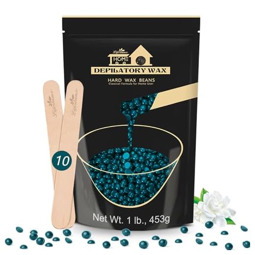 Lifestance Profesional Perlas de Cera Depilatoria Caliente, 450g con 10 Aplicadores, Brazilian Bikini Verde Cera de Depilación para Cara, Piernas y Brazos