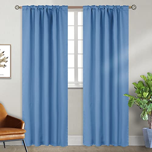 Bgment Rod Pocket And Back Tab Blackout Curtains For Bedroom - Thermal Insulated Room Darkening Curtains For Living Room, 2 Window Curtain Panels ( 42 X 84 Inch, Faded Denim) #TOP7