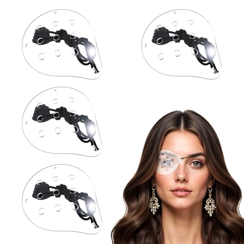 Mabor 4 protectores oculares después de la cirugía de cataratas para dormir después de la cirugía, parche transparente con banda elástica ajustable más larga y más ancha para adultos