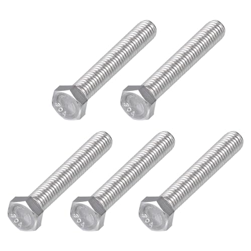 Image of METALLIXITY Hex Head Bolts (3 /8-16 x 2-1 /4 inch) 5Pcs, 304 Stainless Steel 18-8, Fully Threaded, External Hex Drive, Plain Finish, Hex Head Screw Bolt, Silver