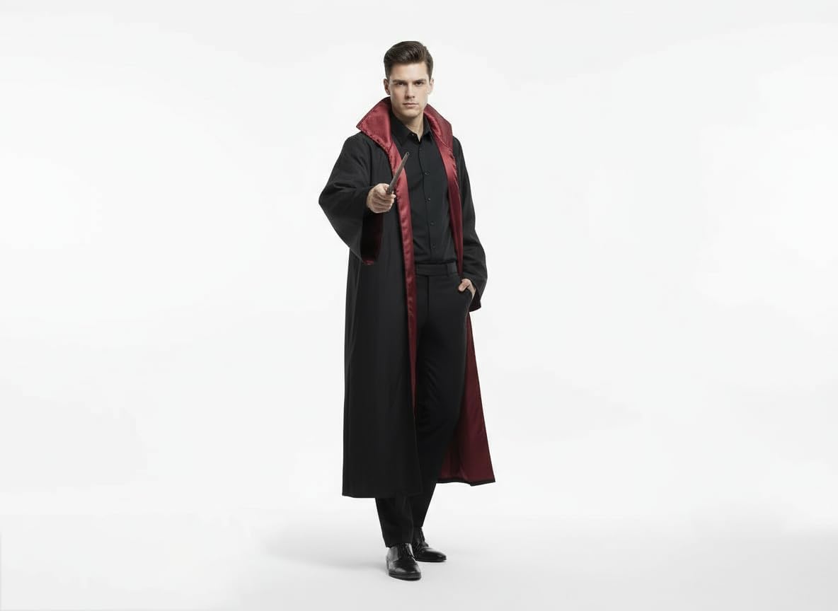 YAQIZENG Wizard Cloak for Teens Adult 7pcs Funny Magician Robe Costumes for Men Women Halloween Outfit Witch Cape with Hat - Image 8