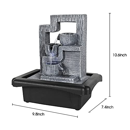 image for SunJet 3-Tier Desktop Water Fountain with Led Light, 10.6 inches Indoo