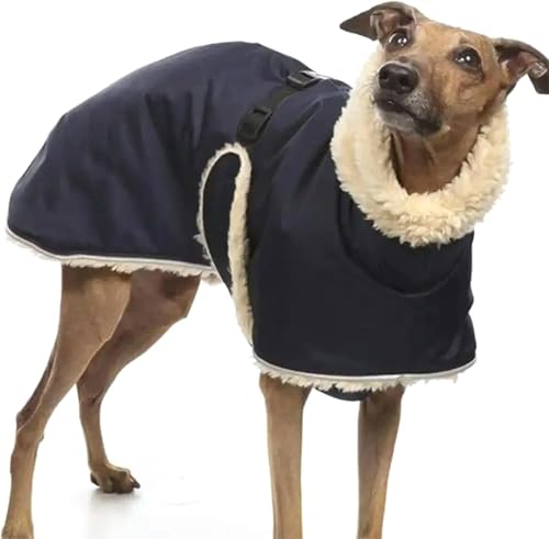 junozya Winter Warm Clothes for Large Dogs Greyhound Coat Fur Collar Fleece Lined Winter Jackets for...