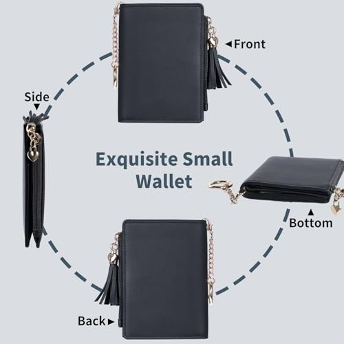 Image of Gostwo Small Wallets for Women, Stylish Womens Wallet with ID Window, Zippered Coin Pocket and Tassel. Cute RFID Wallet for Women, ideal for Teen Girls, Commuters, and Women for Daily Use