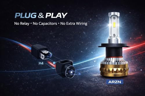 Image of ARZN H4 LED Headlight Bulb 80W AC /DC 6000K Sky White | Canbus | Plug & Play | Cooling Fan | Luma-Beam Technology | for Bike & Car
