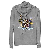 Disney Kingdom Hearts in Chair Haut en tricot à manches longues et col bénitier pour femme, Gris chiné, Taille XS