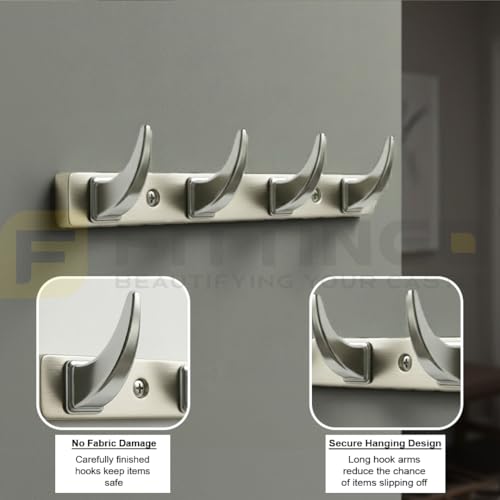 Image of 4 Hook Stylish Clothes Hanger for Wall /Clothes Hanging Hooks for Door /Wall Mounted Hanger for Clothes (CP with Satin) Pack of 3-| 3 Years Warranty |